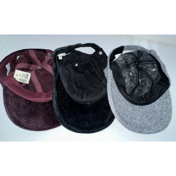 Aeropostale Lot of 3 Baseball caps - gray wool, black velour and maroon velour - Picture 2 of 2